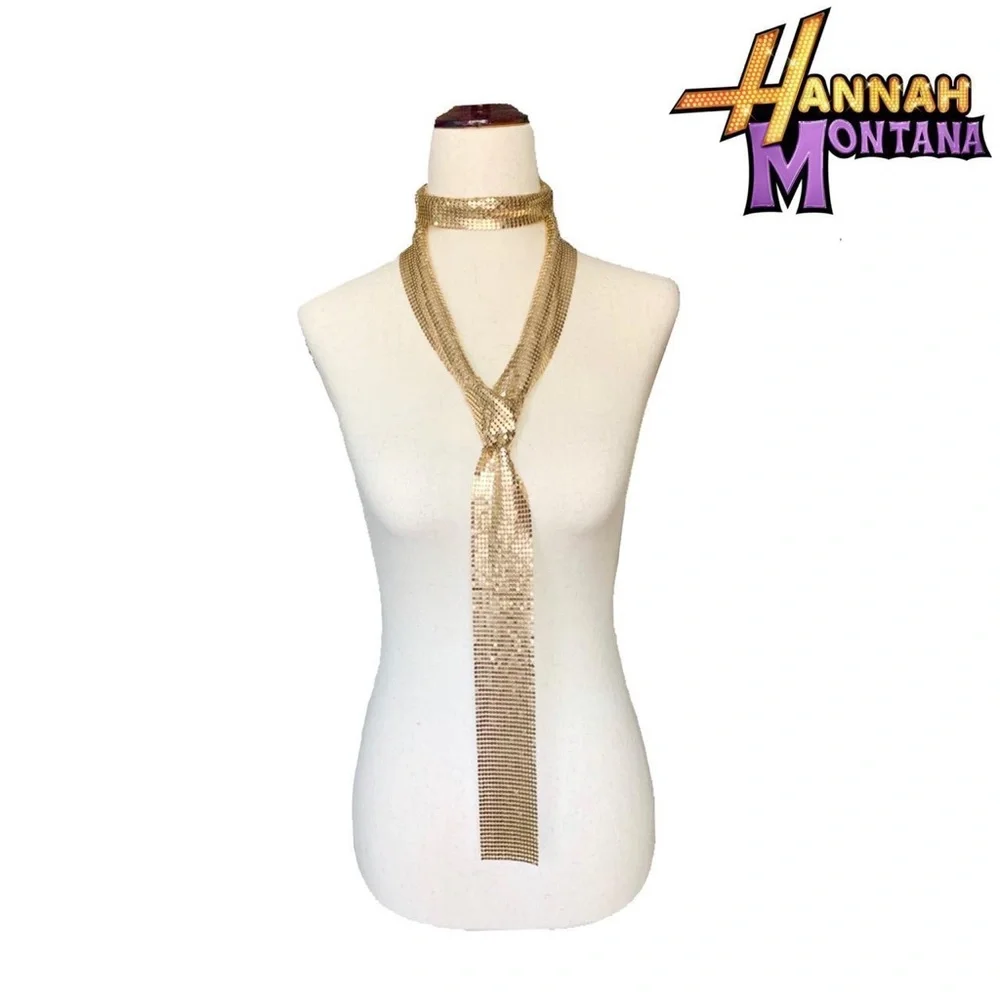 Hannah Montana’s wardrobe! Gold metal skinny scarf - Picture 1 of 8